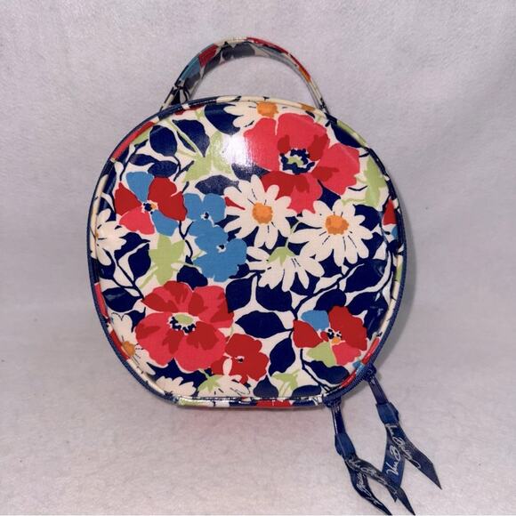 Vera Bradley Handbags - EUC Vera Bradley Hatbox Cosmetic Case Round 4 Compartments Travel Bag 7”x3”